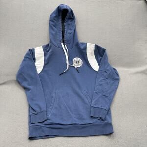Under Armour Hoodie Mens Small Blue Pullover Fleece Patch Logo Shoulder Panels